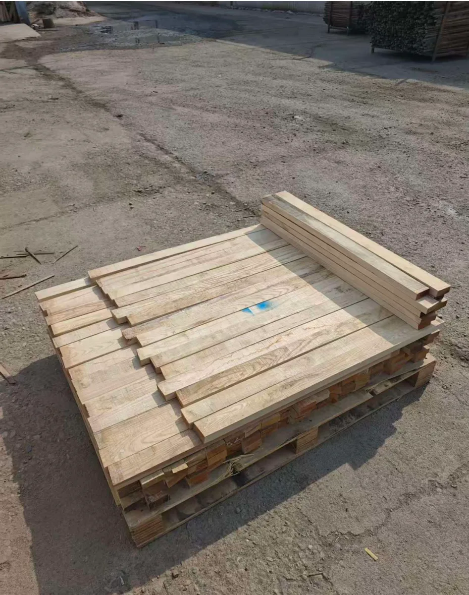 Ash furniture stock stacked on a pallet