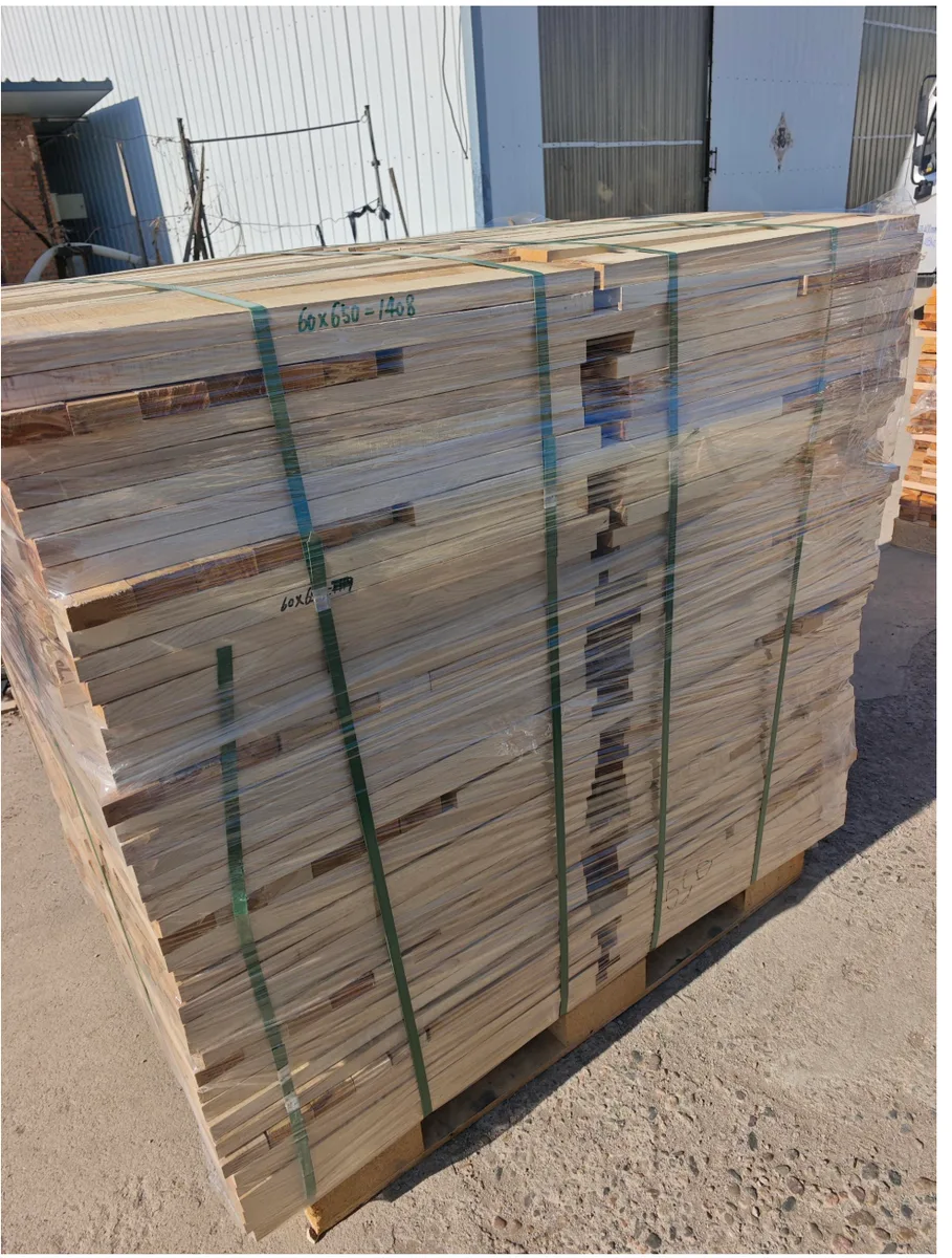 Wrapped pallet of ash furniture stock for shipment