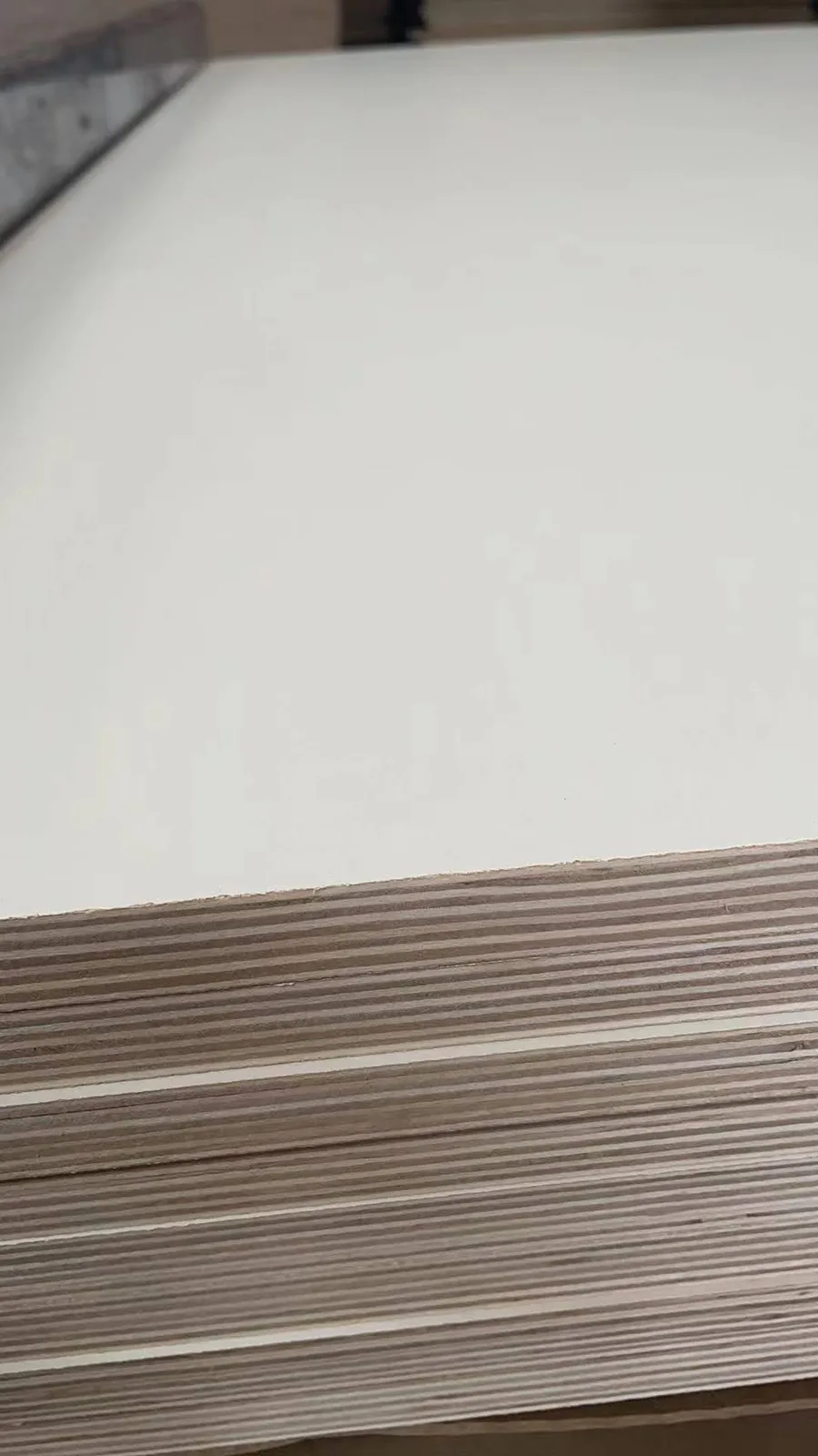 Stack of birch veneer prepared for panel production