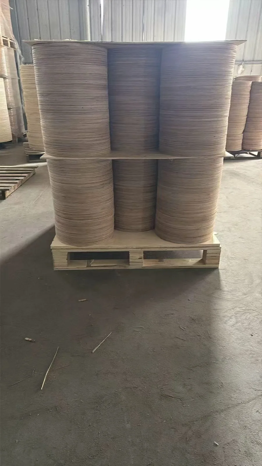 CNC circular machining on plywood cable reel flange