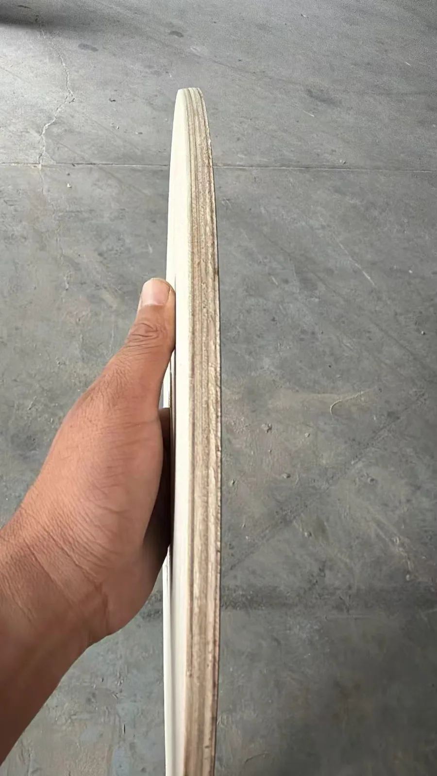 Edge view of plywood cable reel flange construction