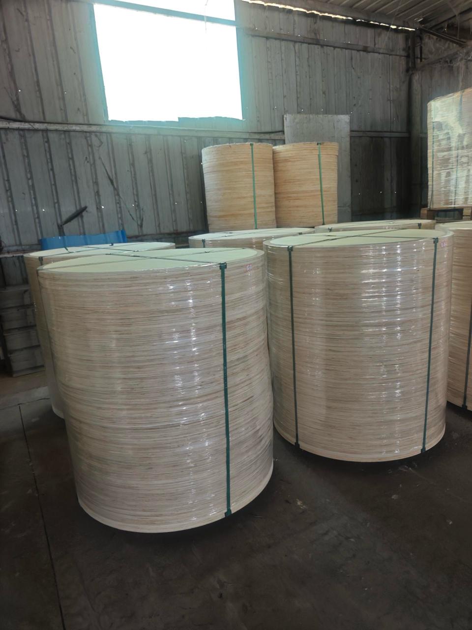 Plywood Cable Reel Flanges — Veneer roll stock in warehouse
