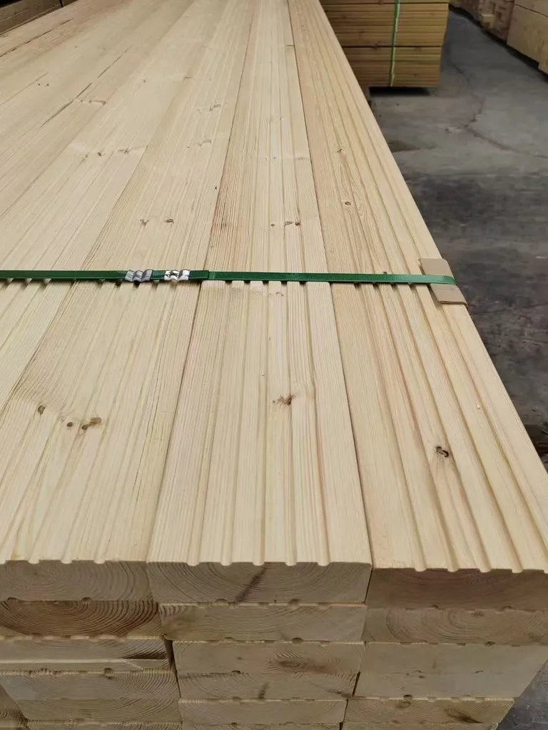 Siberian larch decking anti-slip grooves